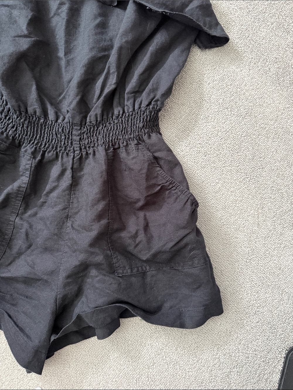 Black One-Shoulder Ruffle Romper - Picture 3 of 8